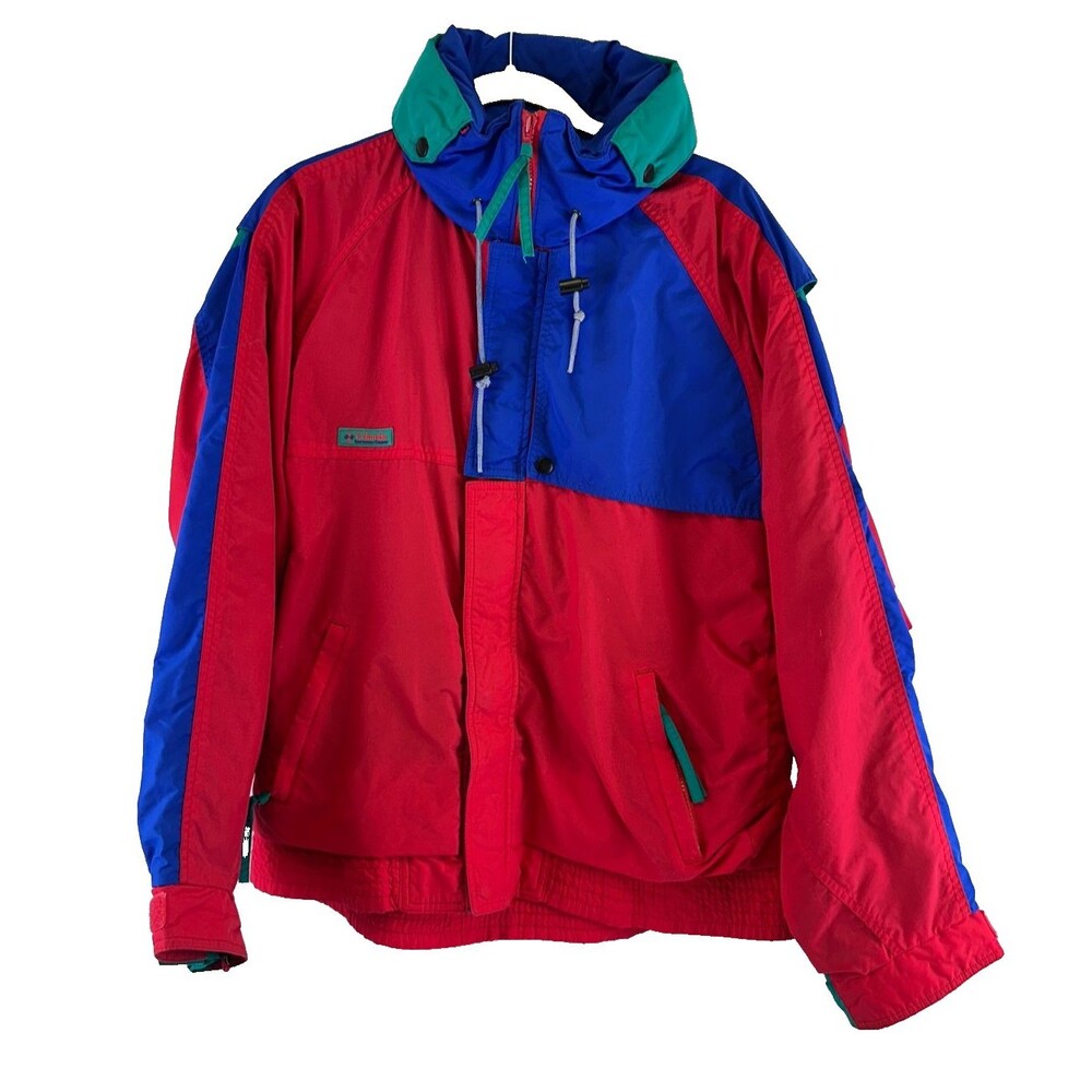 Columbia Criterion 3 In 1 Coat Red Blue Zip Liner Reversible Jacket‎ Mens Medium